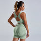 Women's Seamless Yoga Set Vest Shorts High-Waist Workout Activewear Outfit