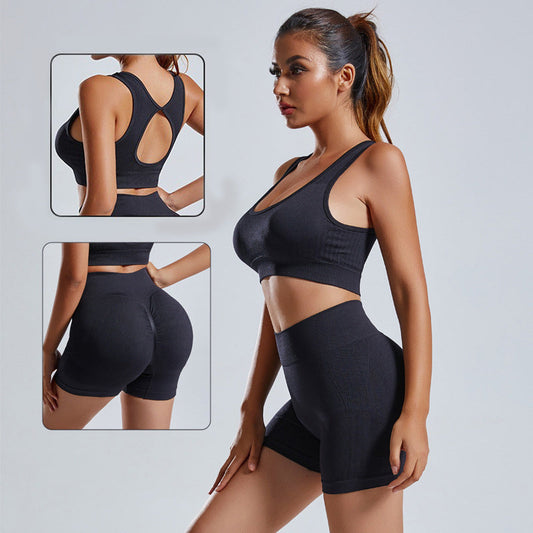 Women's Seamless Yoga Set Vest Shorts High-Waist Workout Activewear Outfit