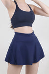 Navy Blue Activewear High Waist Pleated Sports Skirt