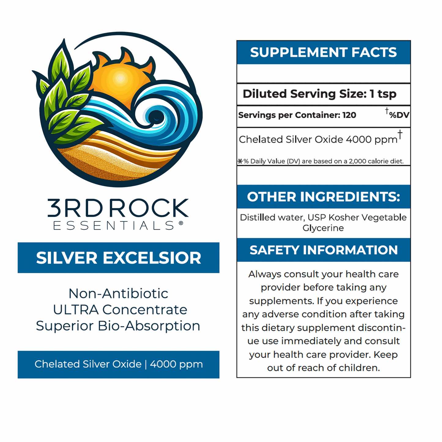 Silver Excelsior Serum - 4000 PPM Silver Oxide Immne Support Supplement
