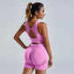 Women's Seamless Yoga Set Vest Shorts High-Waist Workout Activewear Outfit