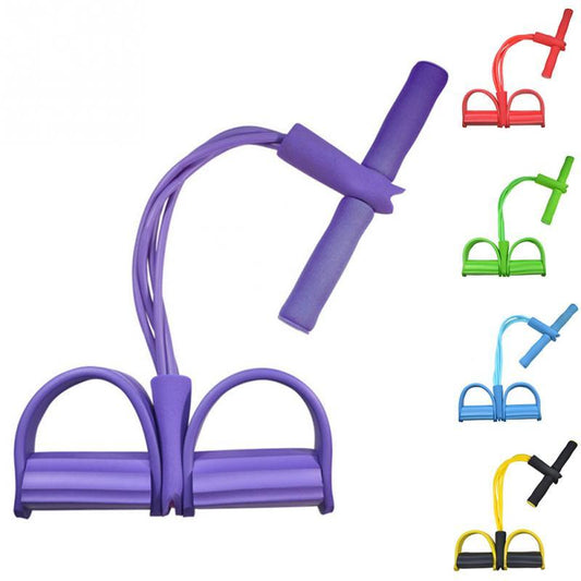 Natural Latex Foot Pedal Resistance Pull Rope Fitness Expander with Handles