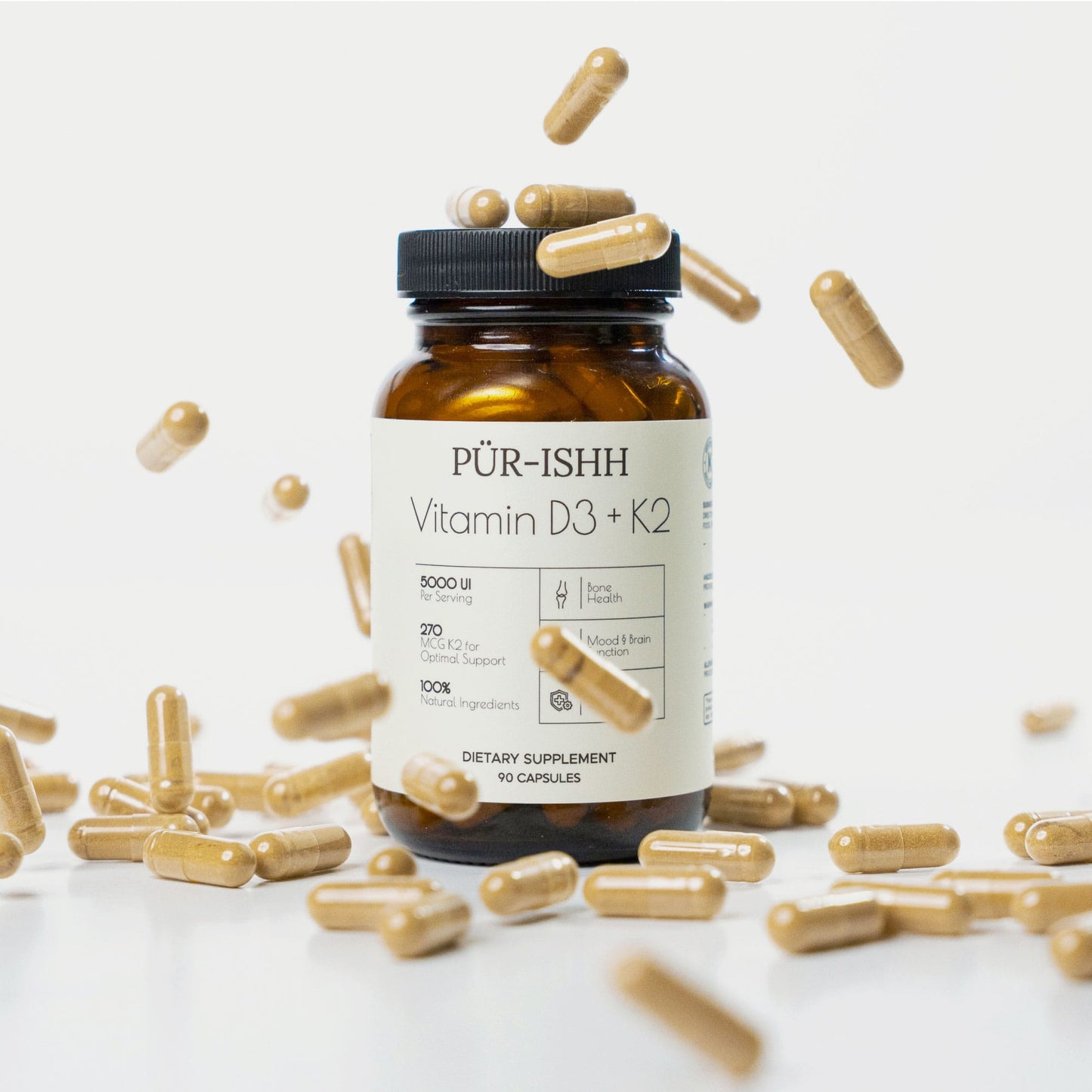 Vitamin D3 and K2 Daily Bone Health Dietary Supplement