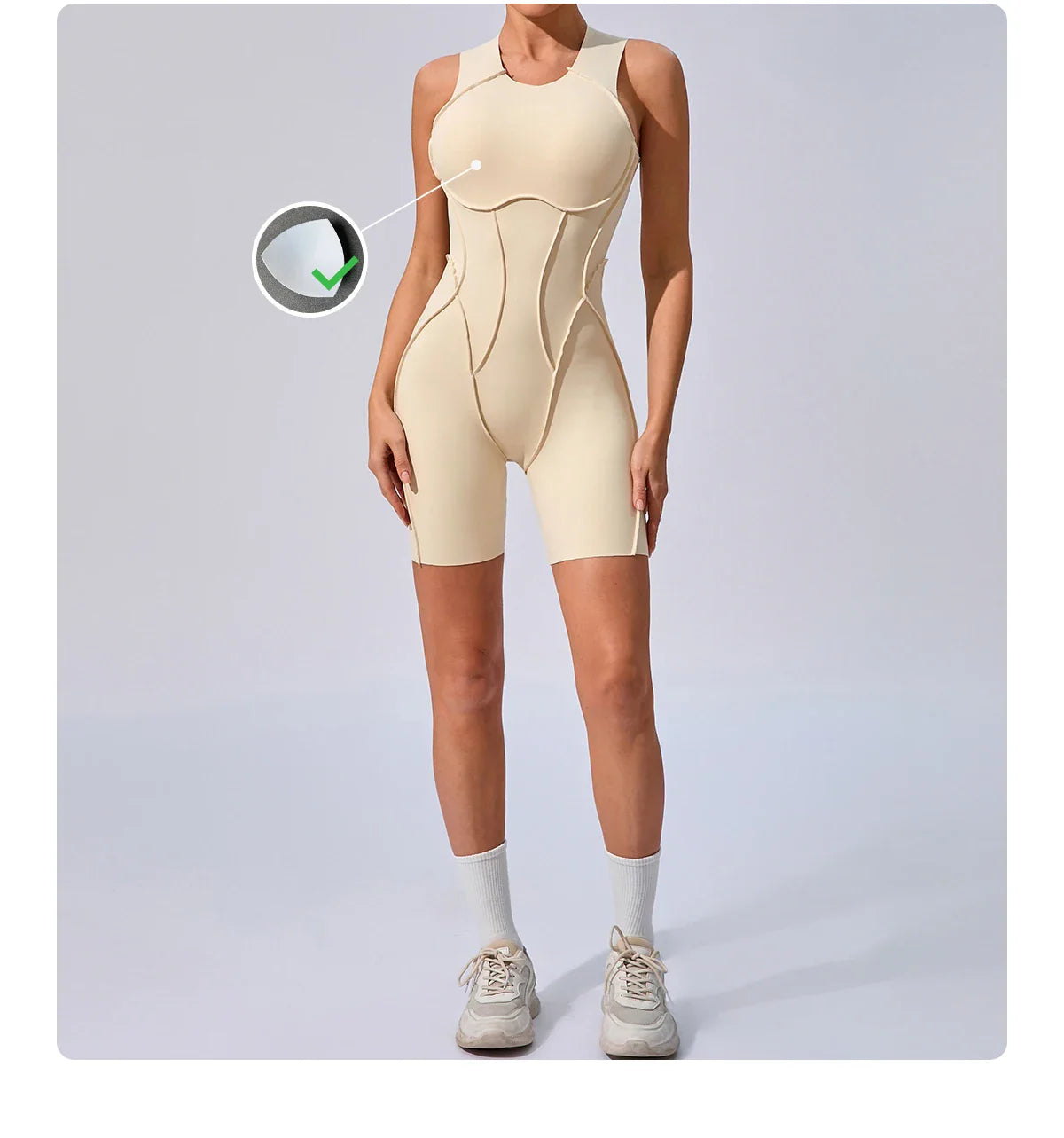 Women's Padded Sport Jumpsuit Gym Fitness Activewear