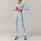 Workout Outfit ActiveWear 3 Pieces Workout Clothes Sports Bra High Waist Gym Leggings Long-Sleeved