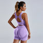 Women's Seamless Yoga Set Vest Shorts High-Waist Workout Activewear Outfit