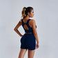 Women's Seamless Yoga Set Vest Shorts High-Waist Workout Activewear Outfit