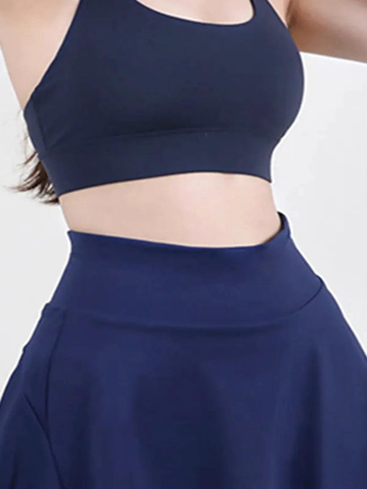 Navy Blue Activewear High Waist Pleated Sports Skirt