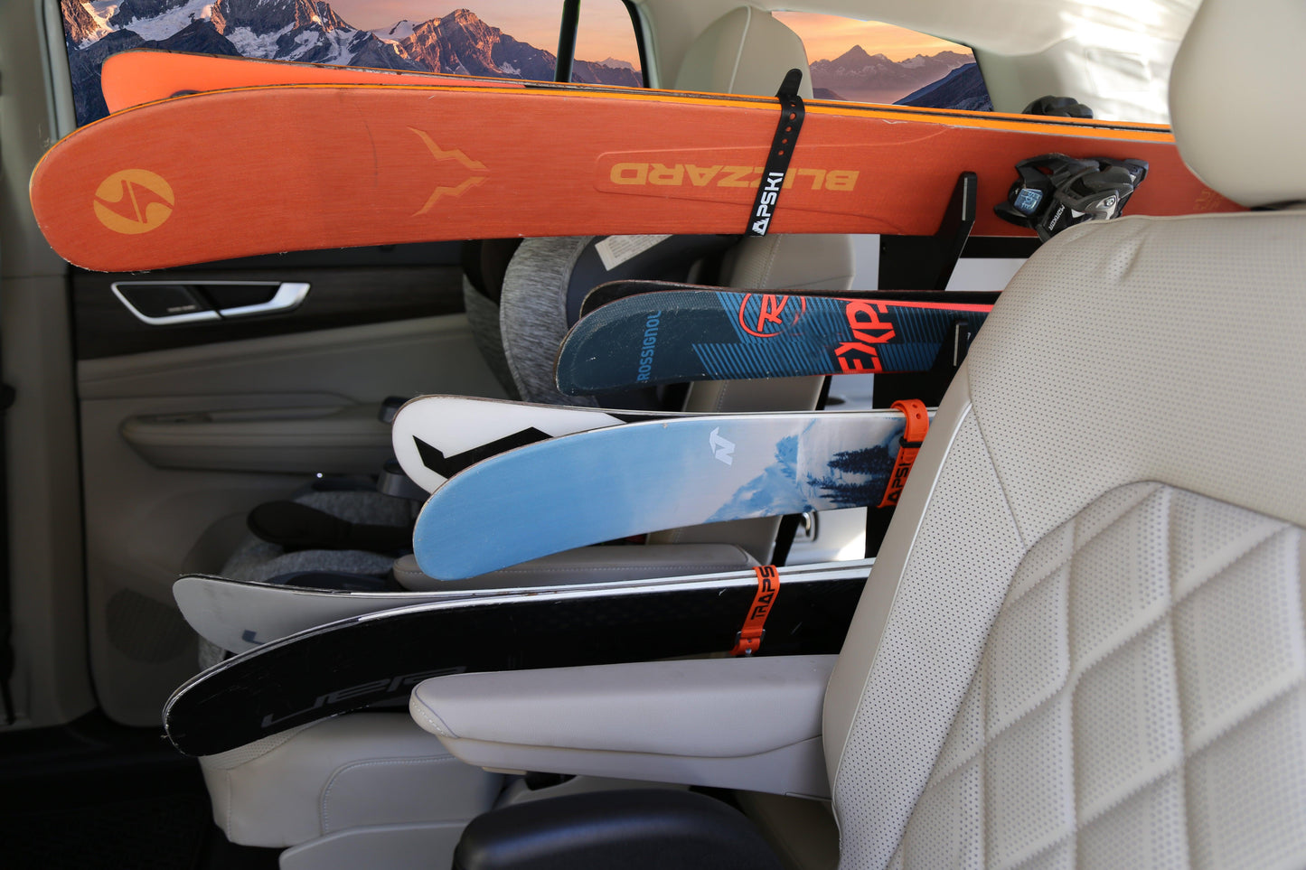 TRAPSKI Tower Internal Ski Rack with Security Strap Vehicle Storage System