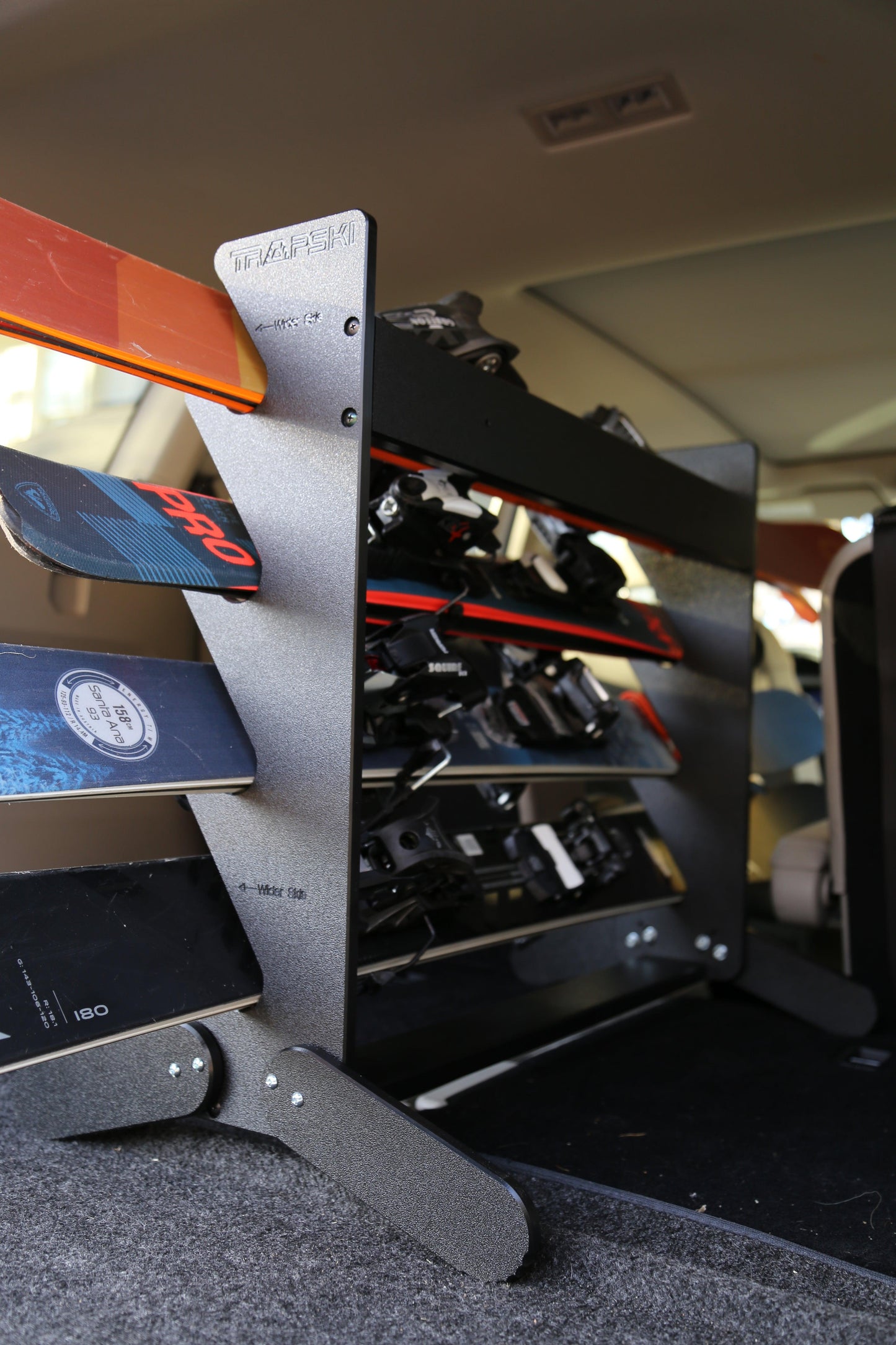 TRAPSKI Tower Internal Ski Rack with Security Strap Vehicle Storage System