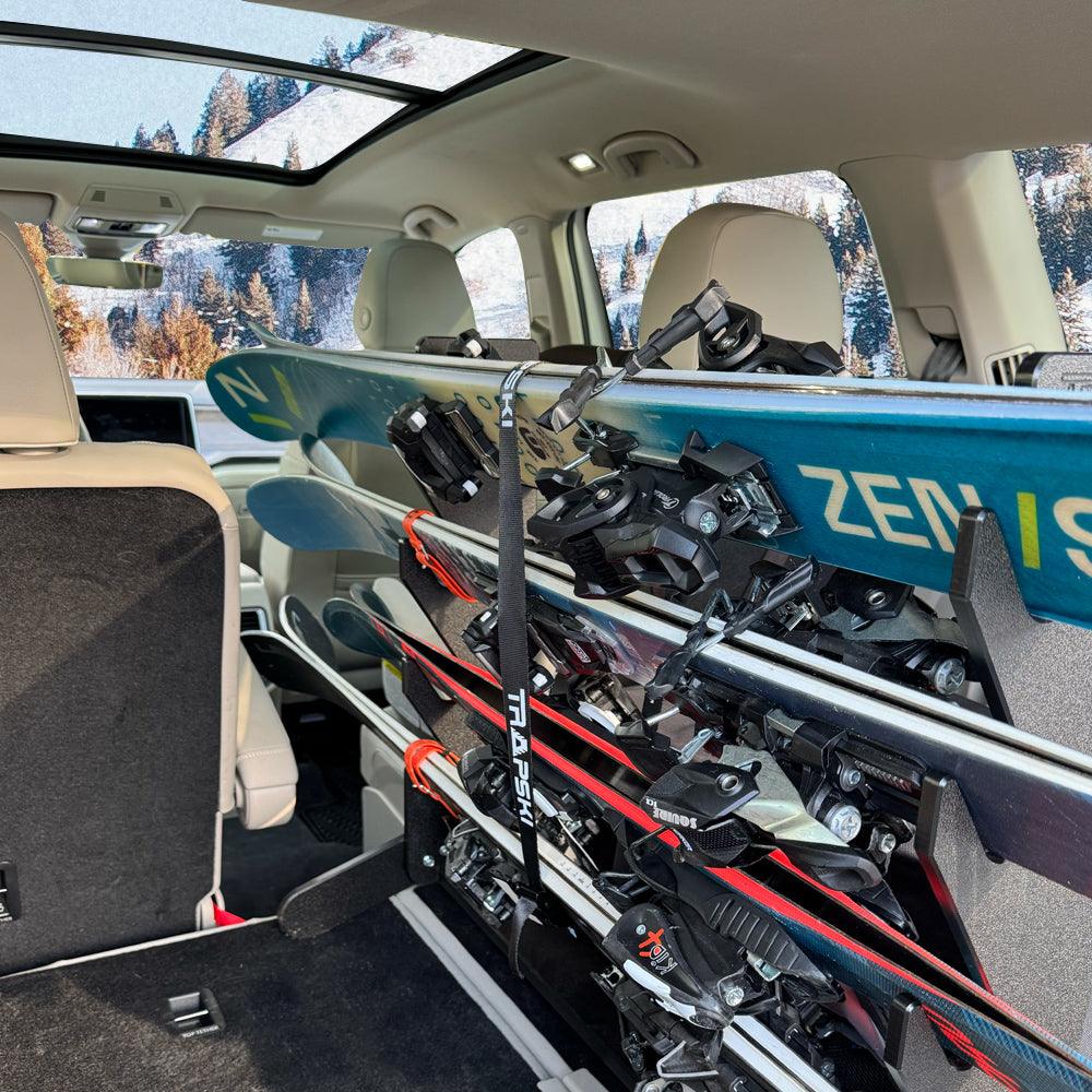 TRAPSKI Tower Internal Ski Rack with Security Strap Vehicle Storage System